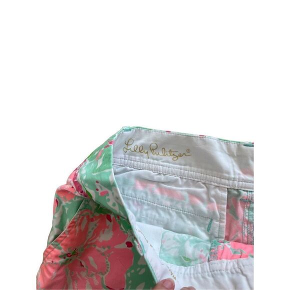 Lilly Pulitzer Women’s Mint Green & Pink Floral Print The Callahan Shorts Size 2 - Picture 5 of 7